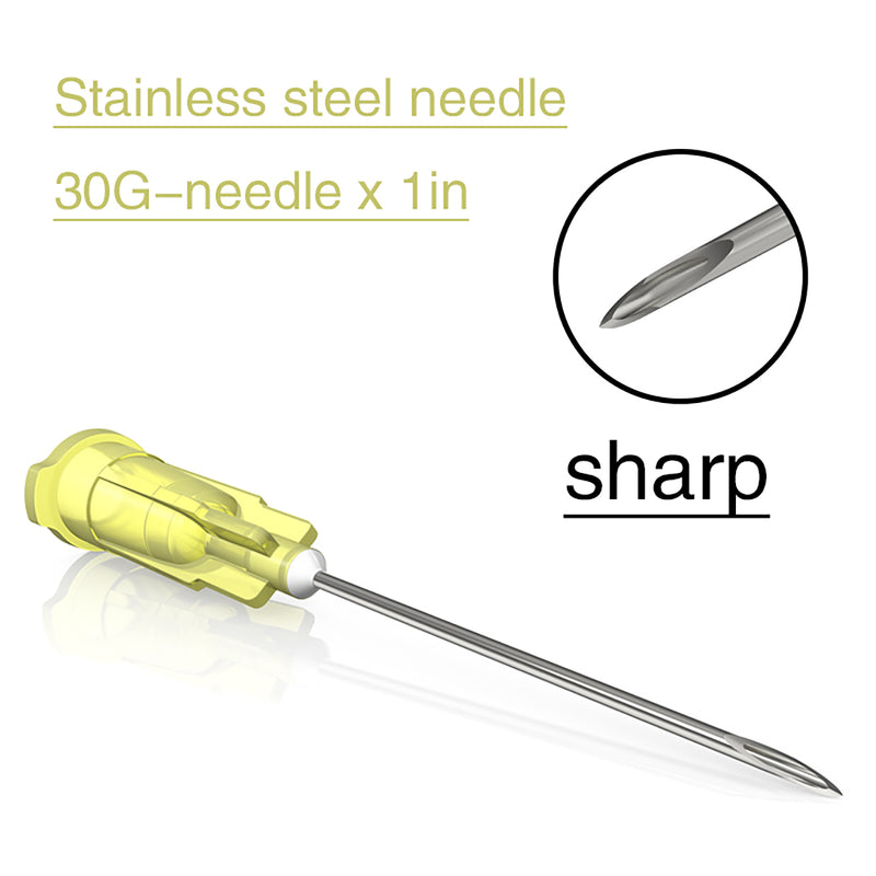 100Pack 30 Gauge 1 Inch Dispensing Needle, Individual Package of Injection Syringe Accessories with Luer Lock, Suitable for Refilling Liquid, Inks, Industrial Dispensing Accessories