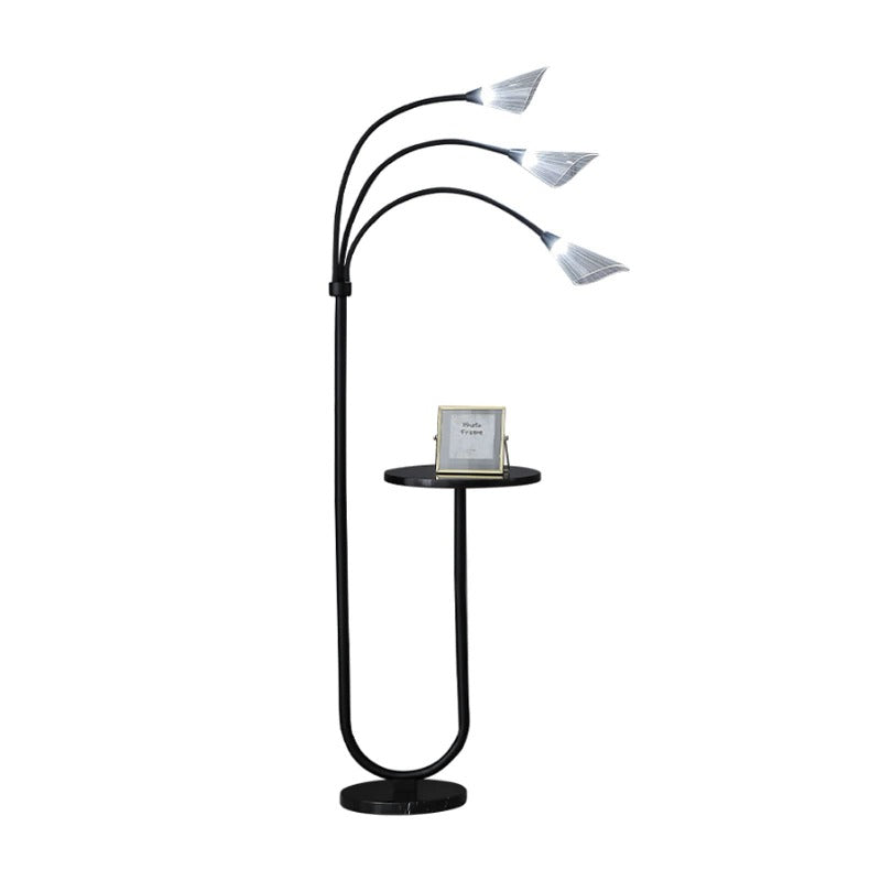 Stylish Black Floor Lamp with Adjustable Gooseneck - Perfect for Your Modern Living Room